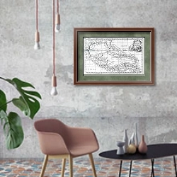 «Map of the West Indies, Florida and South America» в интерьере в стиле лофт с бетонной стеной