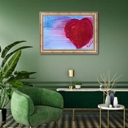 «Big heart» в интерьере гостиной в зеленых тонах