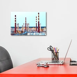 «Нефтеперерабатывающий завод 10» в интерьере офиса над рабочим местом сотрудника