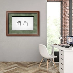 «Мягкий табурет» в интерьере современного кабинета на стене