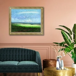 «После дождя. Радуга» в интерьере классической гостиной над диваном