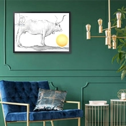 «Mucca in Maremma» в интерьере в классическом стиле с зеленой стеной