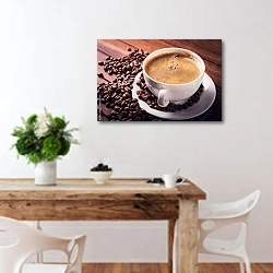 «Утренняя чашка кофе» в интерьере кухни с деревянным столом