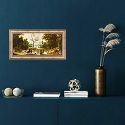 «A Wooded Landscape» в интерьере в классическом стиле в синих тонах