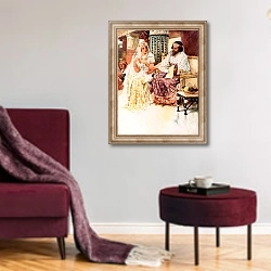 «The Queen of Sheba» в интерьере гостиной в бордовых тонах