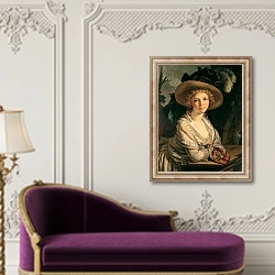 «Portrait of a Young Woman» в интерьере в классическом стиле над банкеткой