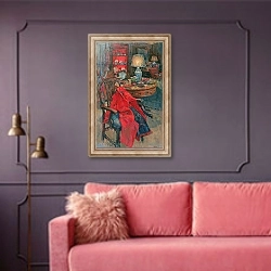 «My Red Coat» в интерьере гостиной с розовым диваном