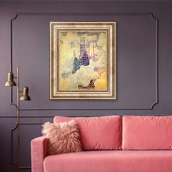 «Финал (Соната Лета)» в интерьере гостиной с розовым диваном