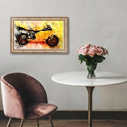 «Желтый акварельный мотоцикл» в интерьере в классическом стиле над креслом