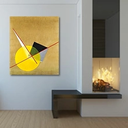 «Yellow Circle» в интерьере в стиле минимализм у камина