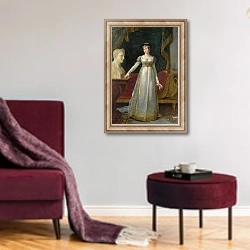 «Marie Pauline Bonaparte Princess Borghese, 1808» в интерьере гостиной в бордовых тонах