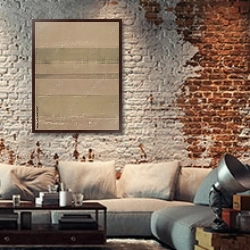 «Серо-коричневая абстракция» в интерьере гостиной в стиле лофт с кирпичной стеной