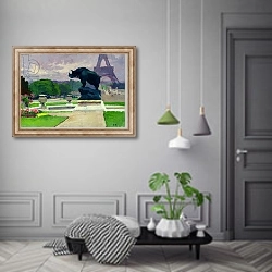 «The Trocadero Gardens and the Rhinoceros by Jacquemart» в интерьере коридора в классическом стиле