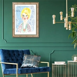 «Vintage Doll 1, 2014» в интерьере в классическом стиле с зеленой стеной