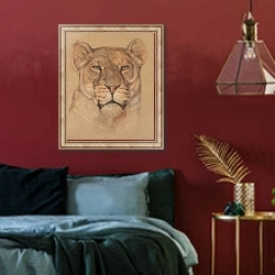 «Kop leeuwin» в интерьере спальни с акцентной стеной