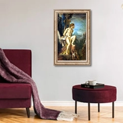 «Prometheus, 1868» в интерьере гостиной в бордовых тонах