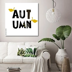 «Осень 1» в интерьере светлой гостиной в скандинавском стиле над диваном