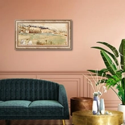 «Landscape 7» в интерьере классической гостиной над диваном