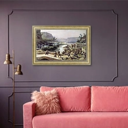 «Бой у Иваново-Чифлик 2 октября 1877 года. 1887» в интерьере гостиной с розовым диваном