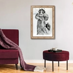 «Mrs. Morris and the Wombat, 1869» в интерьере гостиной в бордовых тонах