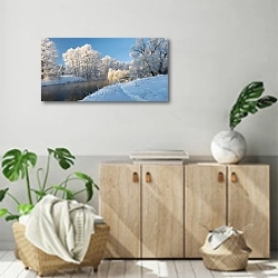 «Истра, Россия. Зимний пейзаж» в интерьере современной комнаты над комодом
