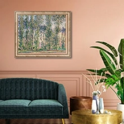 «Тополя в Гиверни» в интерьере классической гостиной над диваном