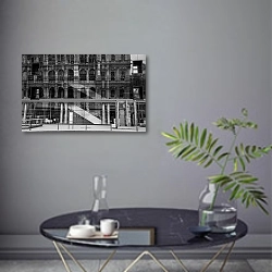 «Франция. Лион. Городские отражения» в интерьере современной гостиной в серых тонах