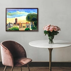 «Рим, Италия. Римский форум, городской пейзаж» в интерьере в классическом стиле над креслом
