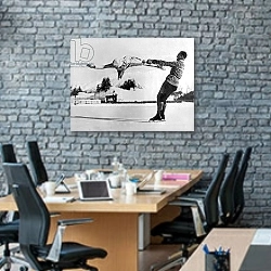 «Figure Skating Merry-Go-Round on the Ice» в интерьере современного офиса с черной кирпичной стеной