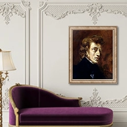 «Frederic Chopin 1838» в интерьере в классическом стиле над банкеткой