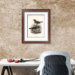 «Aves Pl 01» в интерьере кабинета с песочной стеной над столом