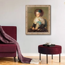 «Dona Maria Antonia Gonzaga Marquesa de Villafranca» в интерьере гостиной в бордовых тонах