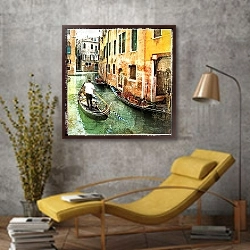 «Романтичная Венеция» в интерьере в стиле лофт с желтым креслом
