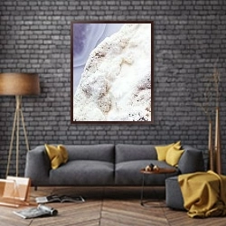 «Geode of white agate stone 19» в интерьере в стиле лофт над диваном