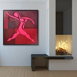 «Study of Figure in Cubic Space Pink Version» в интерьере в стиле минимализм над тумбой