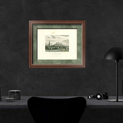 «St.Michaels Mount, Cornwall 3» в интерьере кабинета в черных цветах над столом