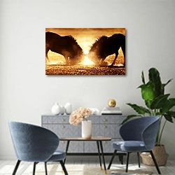 «Дуэль антилоп» в интерьере современной гостиной над комодом