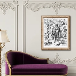 «Triumph of a matador, engraved by Boetzel» в интерьере в классическом стиле над банкеткой