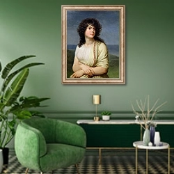«Madame Hamelin» в интерьере гостиной в зеленых тонах