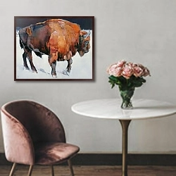 «European Bison» в интерьере в классическом стиле над креслом