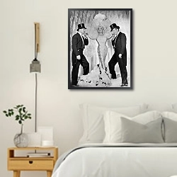 «История в черно-белых фото 308» в интерьере белой спальни в скандинавском стиле