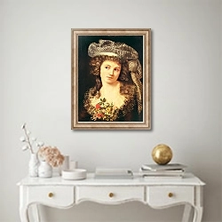 «Portrait of a young woman in the style of Labille-Guiard» в интерьере в классическом стиле над столом