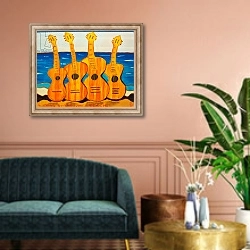 «4 strung guitars on a beach, 2007,» в интерьере классической гостиной над диваном