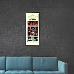 «Poster - Cleopatra (1963) 3» в интерьере в стиле лофт с черной кирпичной стеной