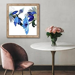 «Two blue tulips» в интерьере в классическом стиле над креслом
