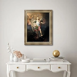 «Архангел Михаил» в интерьере в классическом стиле над комодом