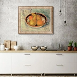 «Pears and Oranges in a Bowl, 1915» в интерьере современной кухни над раковиной