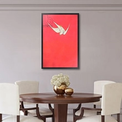 «Pink Swoop; Gyr Falcon» в интерьере гостиной в классическом стиле над диваном
