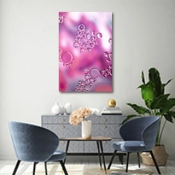 «Пузыри на розовом фоне» в интерьере современной гостиной над комодом