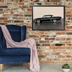 «Chevrolet Bel Air Impala '1958» в интерьере в стиле лофт с кирпичной стеной и синим креслом